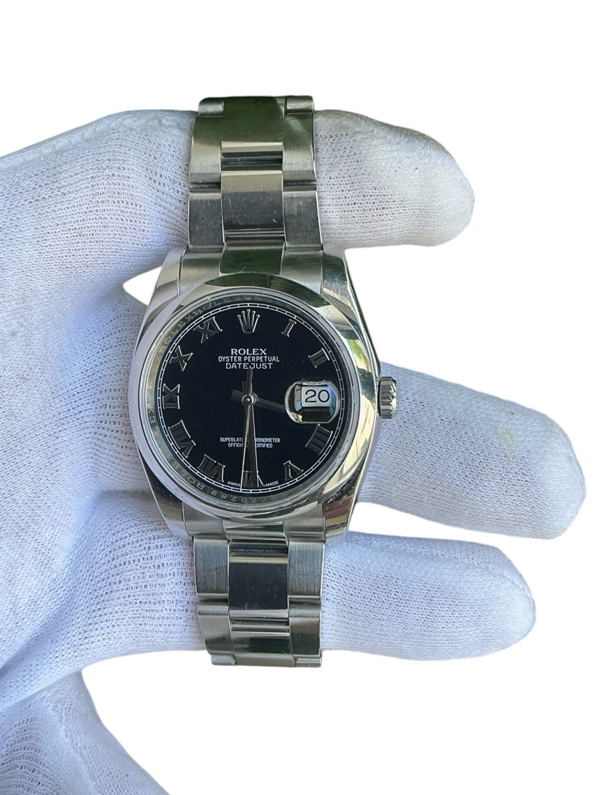 Rolex Datejust 116200 Black Roman Dial 2014 with Box & Papers Unpolished