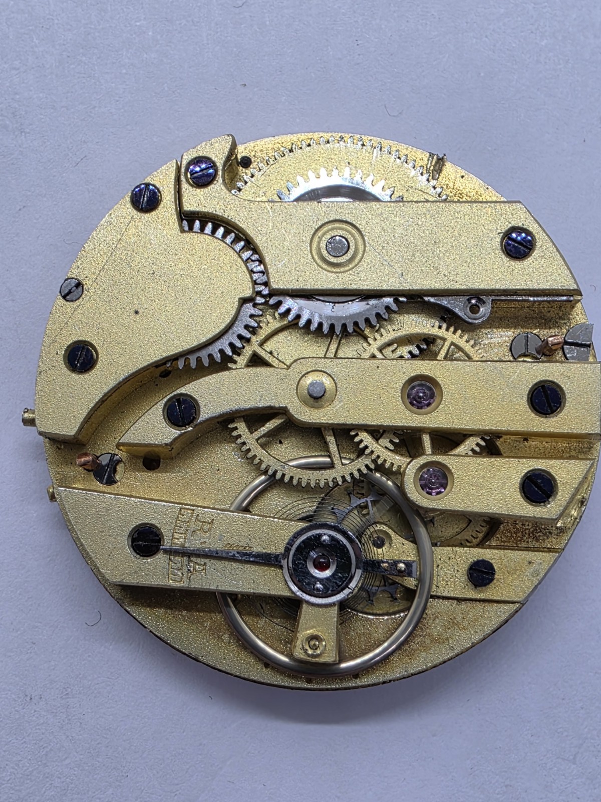 Vintage Pocket Watch Movement Cylinder Sub Second Hands Good Balance Main Spring