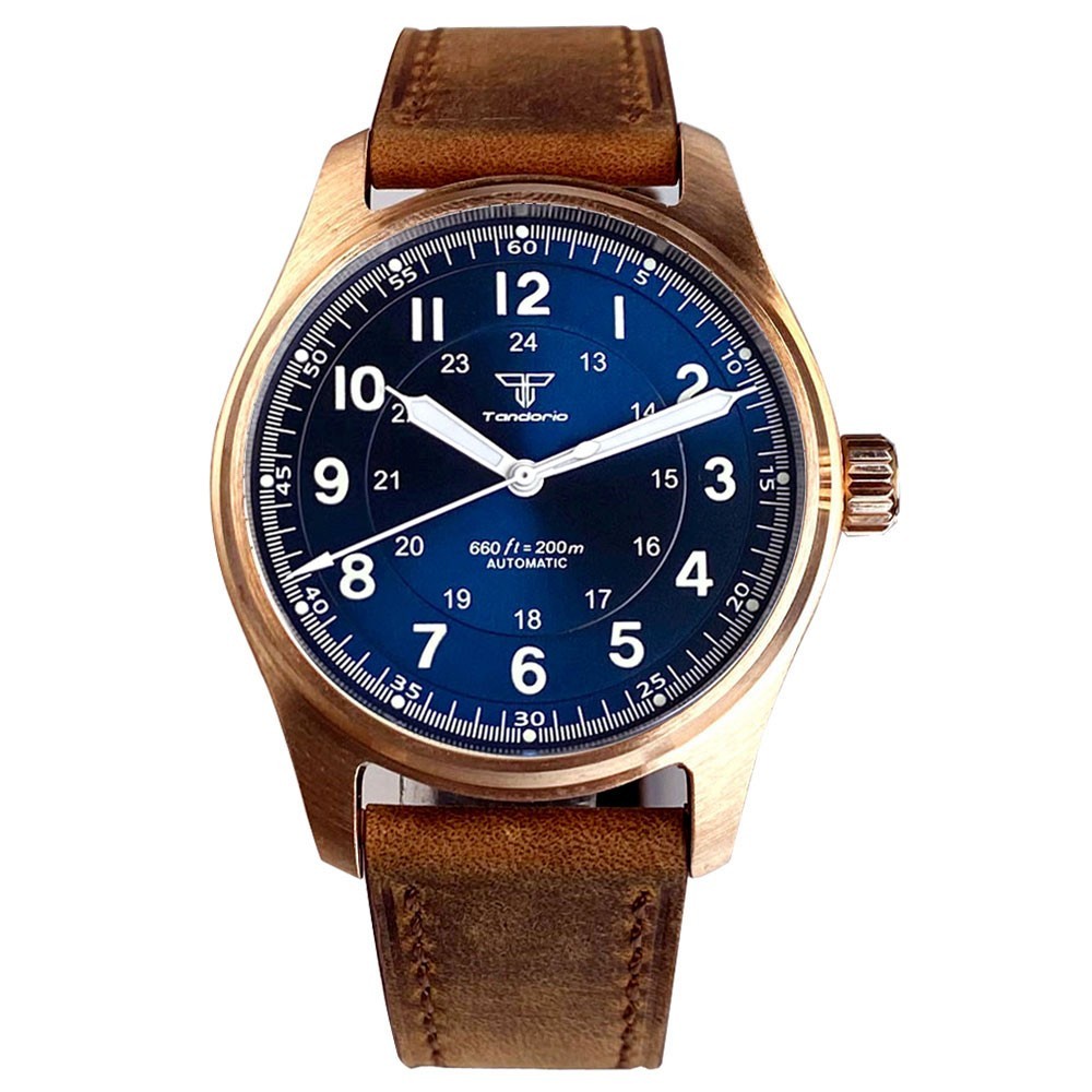 Tandorio 20ATM Retro Pilot 39mm Cusn8 Bronze NH35/PT5000 Auto Diver Men Watch