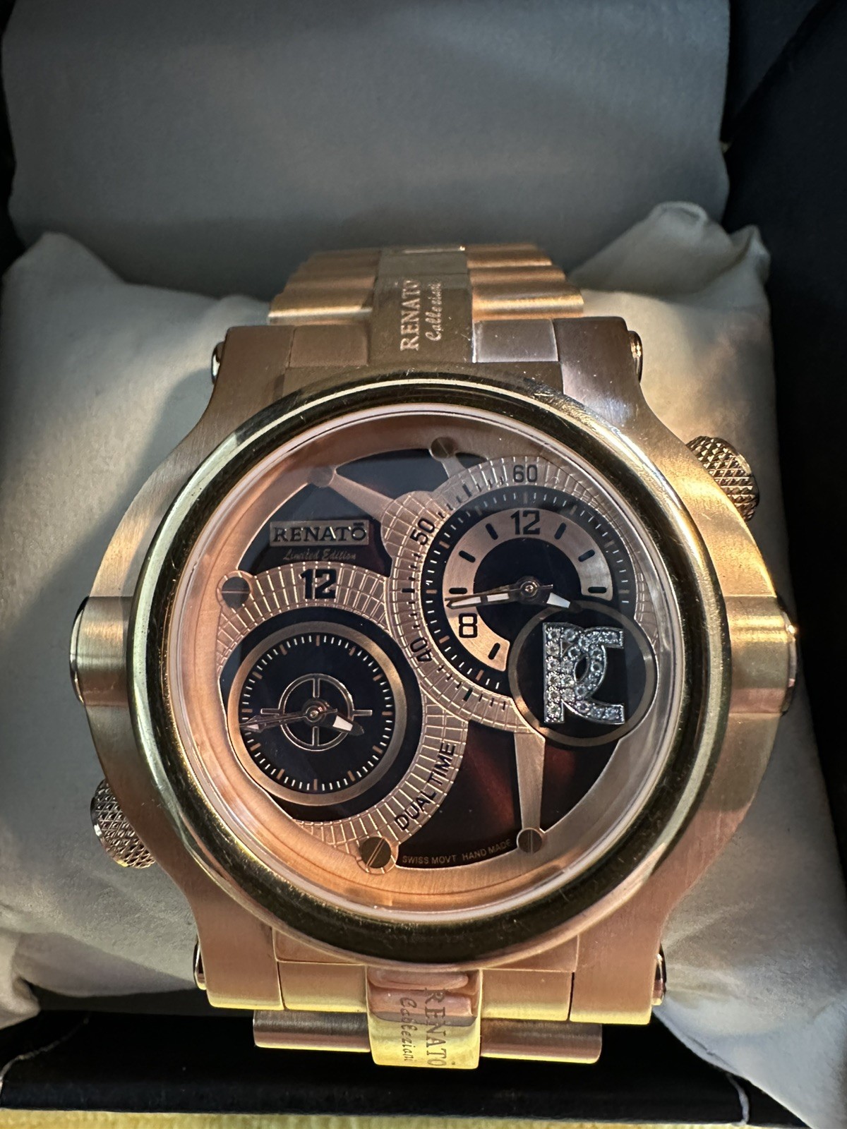 Renato Generation 8 Beast Dual Time Rose Gold PVD 45mm Watch (New Batteries)