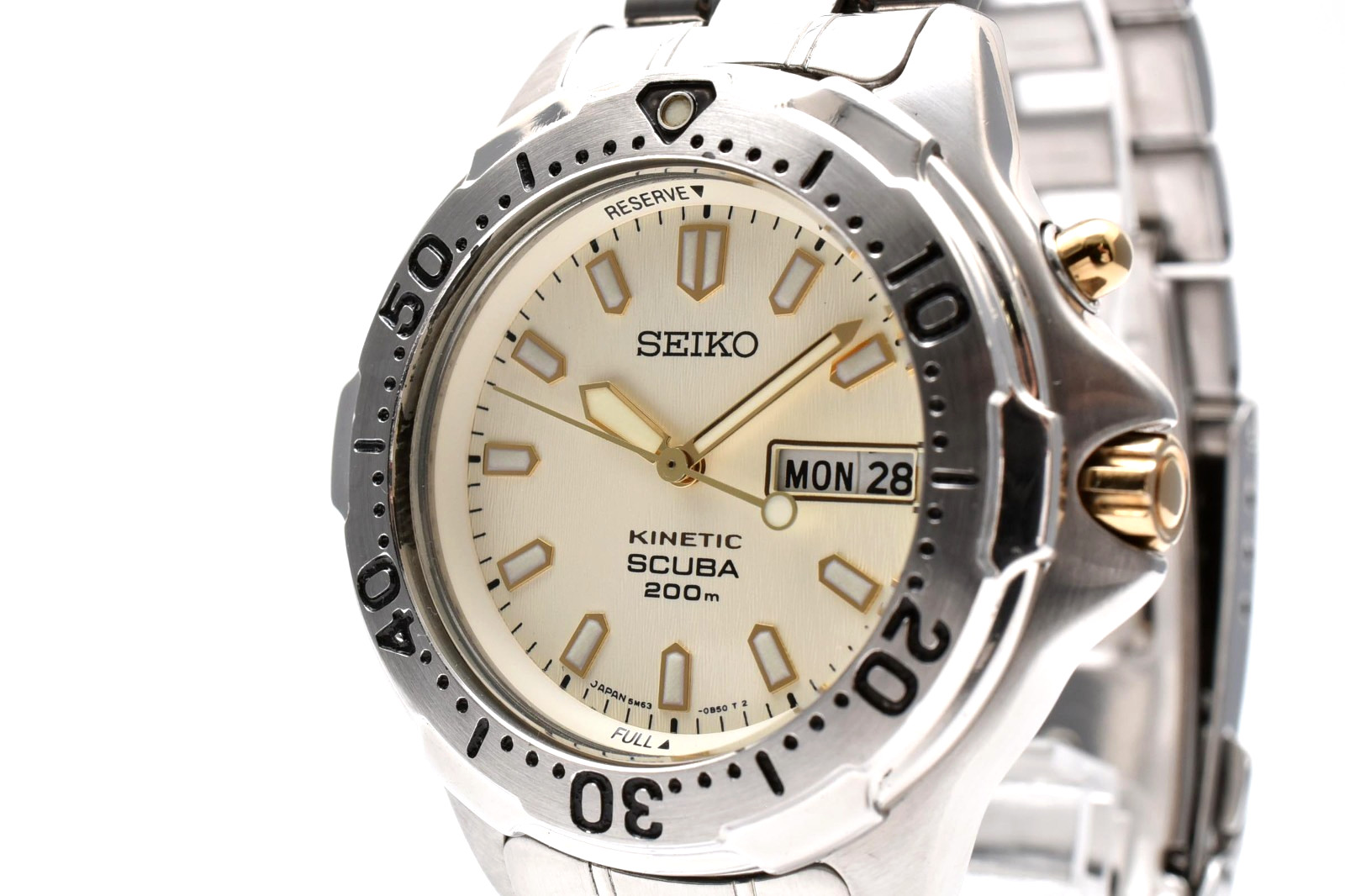 [Near Mint]SEIKO 5M63-0B30 42mm Kinetic Scuba Dive 200m Day-Date Eng/Kanji Watch