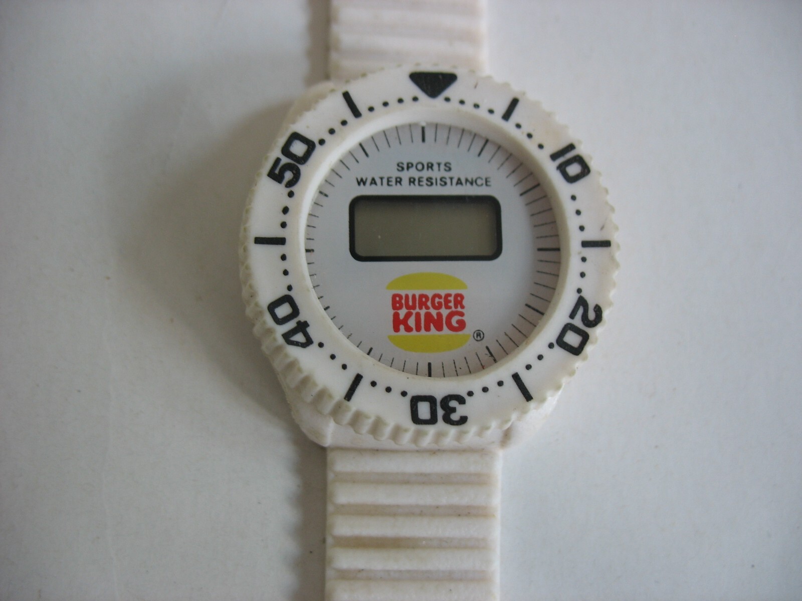 Vtg Burger King White Digital 1990s Rubber Sports Watch food restaurant Premium