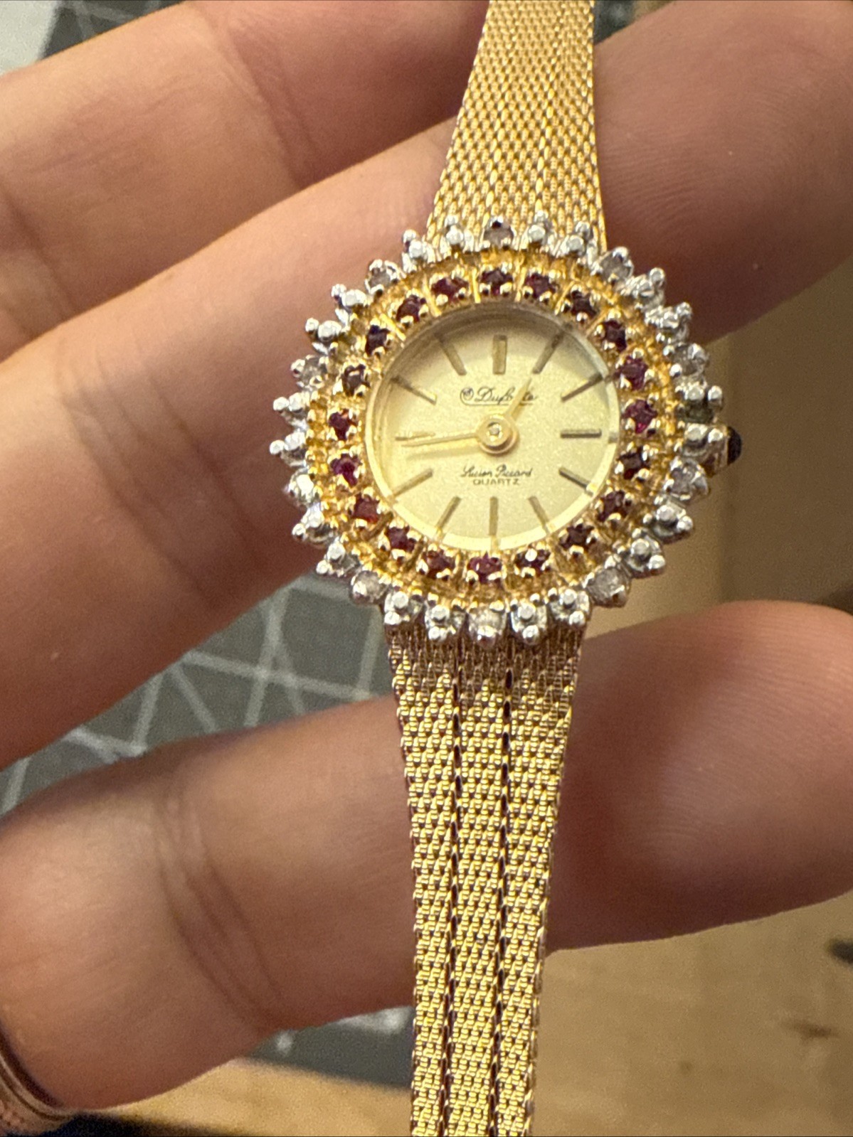 Dufonte Lucien Piccard 30 Ruby and Diamond Ladies Watch New Battery