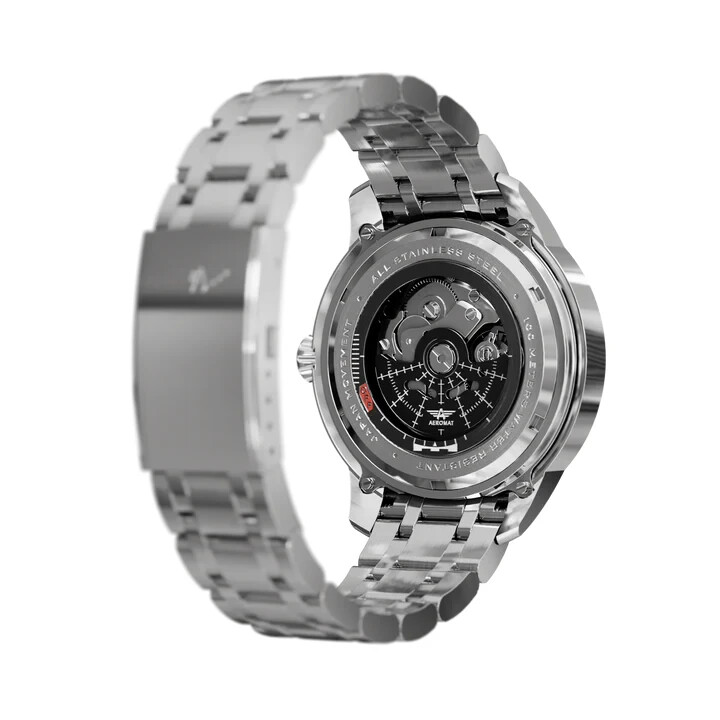 Aeromatic Pilot Beluga Jet Black Automatic Stainless Steel Mens Watch New In Box