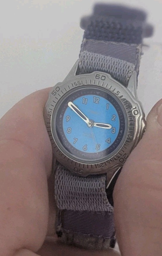 Timex Indiglo WR30m Blue Purple Face Watch New Battery Original Outdoor Strap