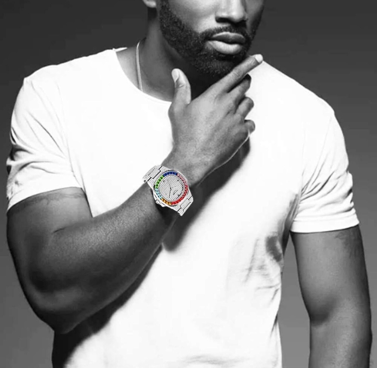 Multi Colored Iced Out Watch | Rainbow