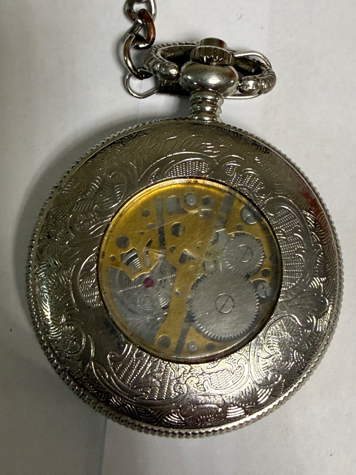 Vintage Skeleton Pocket Watch Roman Numerals Mechanical Style Singapore Movement