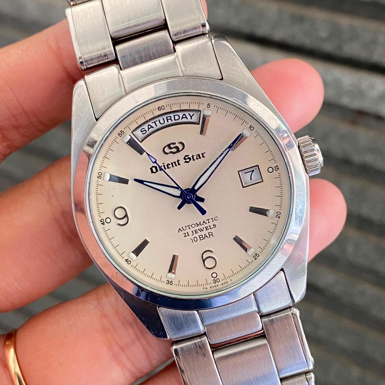 RARE ORIENT Star President EV0F-C0 Day Date White Dial Automatic Vintage Watch