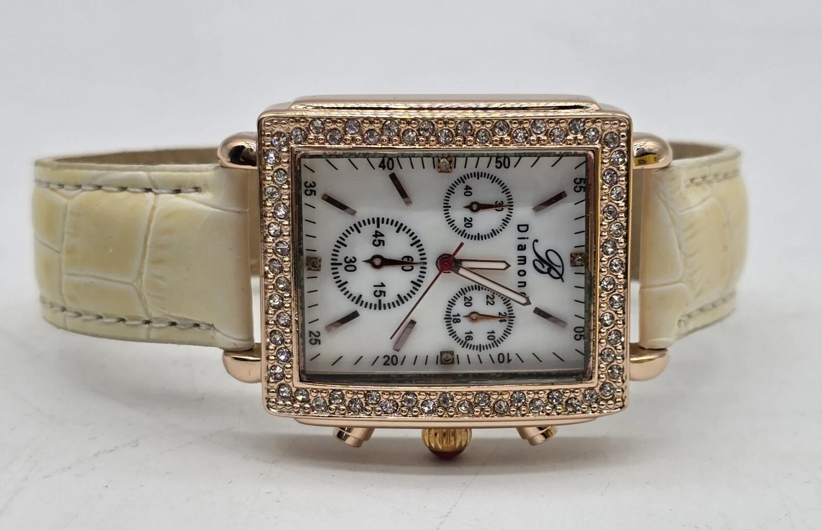 Bürgi 2 Watches Bronze And Leather Look With Rhinestones