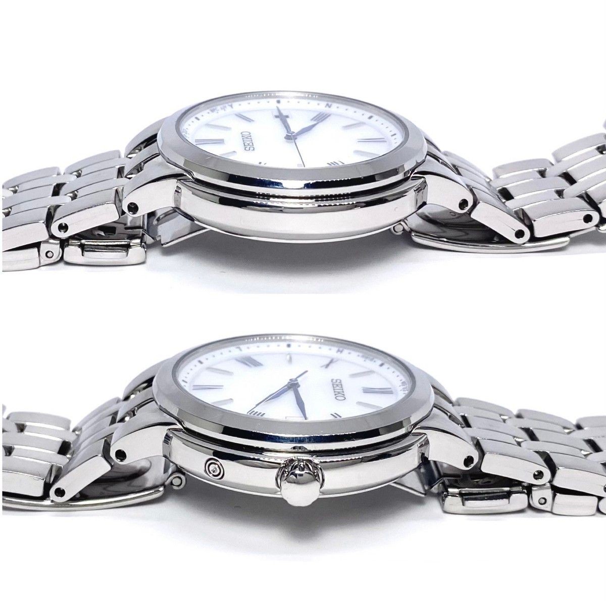 SEIKO Radio Solar Men s Wristwatch JIS Class 1 Magnetic Resistance White Dial Bl
