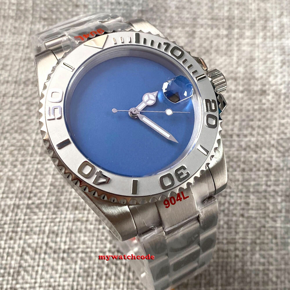 40mm Bliger Blank Black White Blue dial NH35 Automatic Mens Watch Sapphire glass