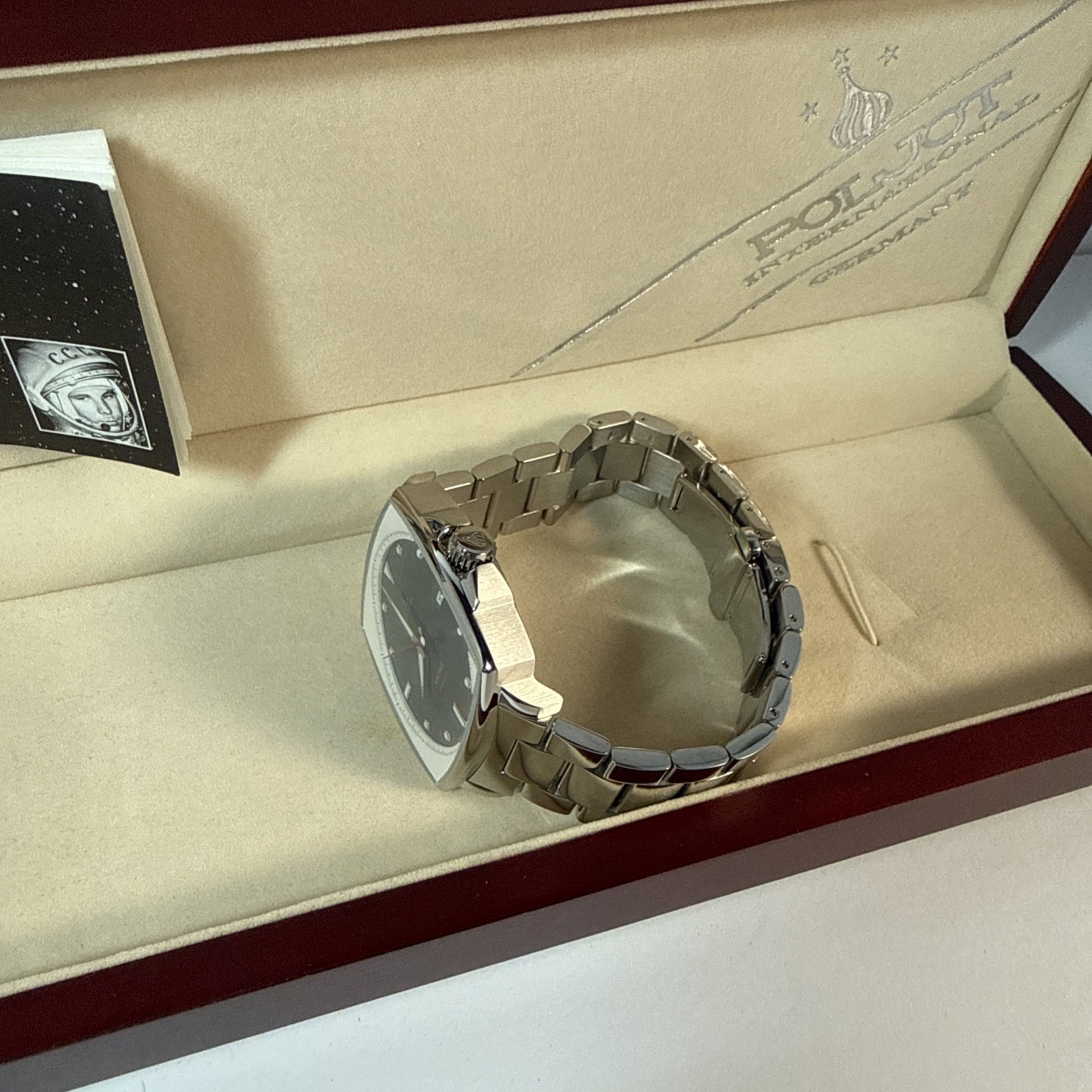Poljot International Arktika Automatic Blue Dial Square Case Box Papers!