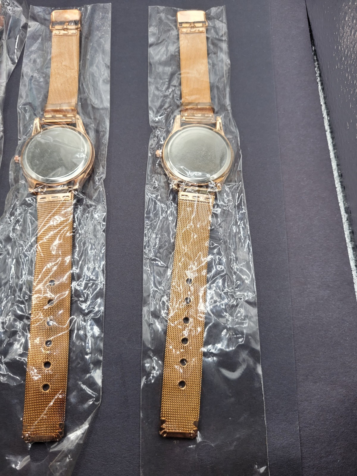 Women’s Gold Tone Mesh & Brown Faux Leather Strap Watch Set Of 3