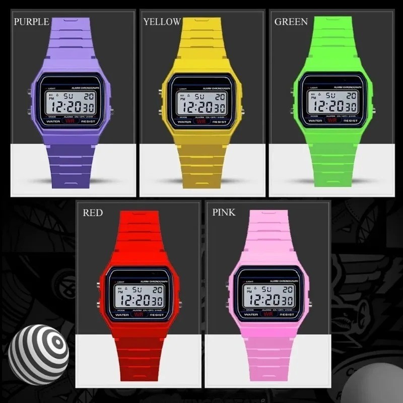 F 91W Classic Digital Resin Strap Watch Stopwatch ChronographSport Unisex Men us