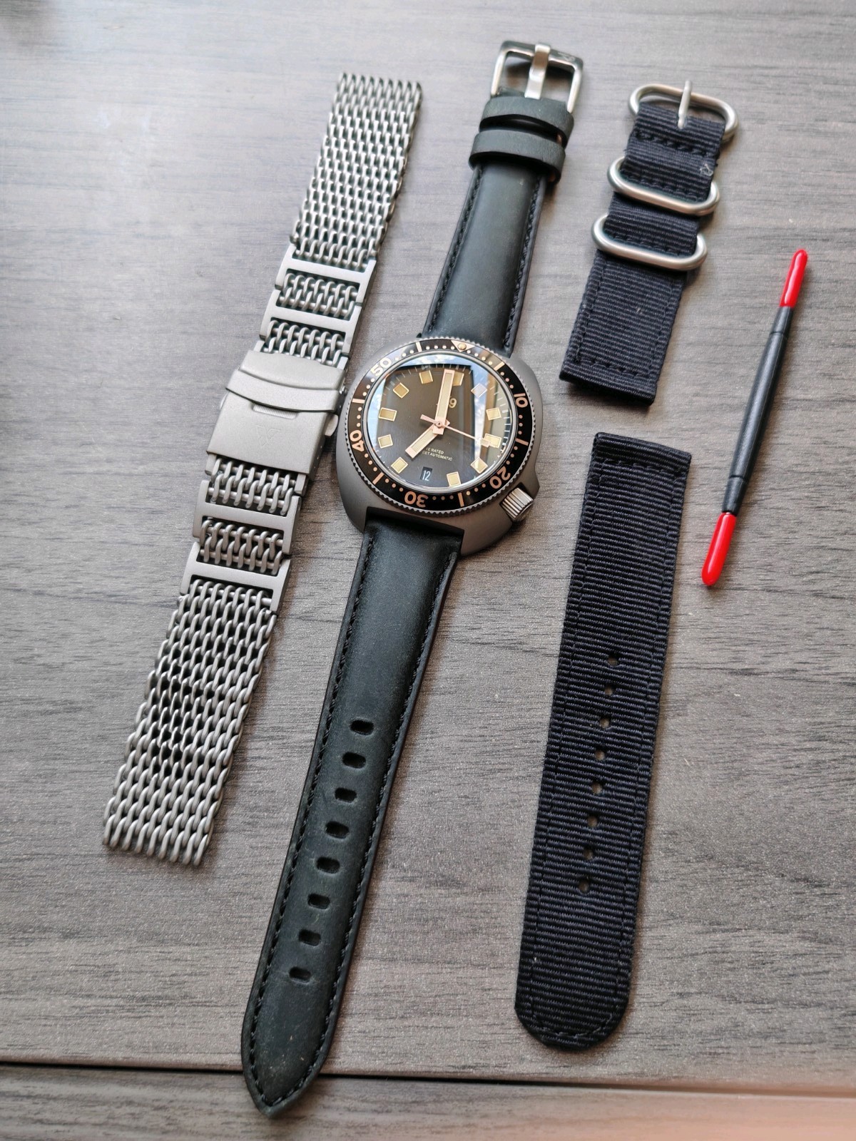 TC-9 1976 Titanium Turtle Seiko Auto Limited Edition Watch + Vaymont Ti Bracelet