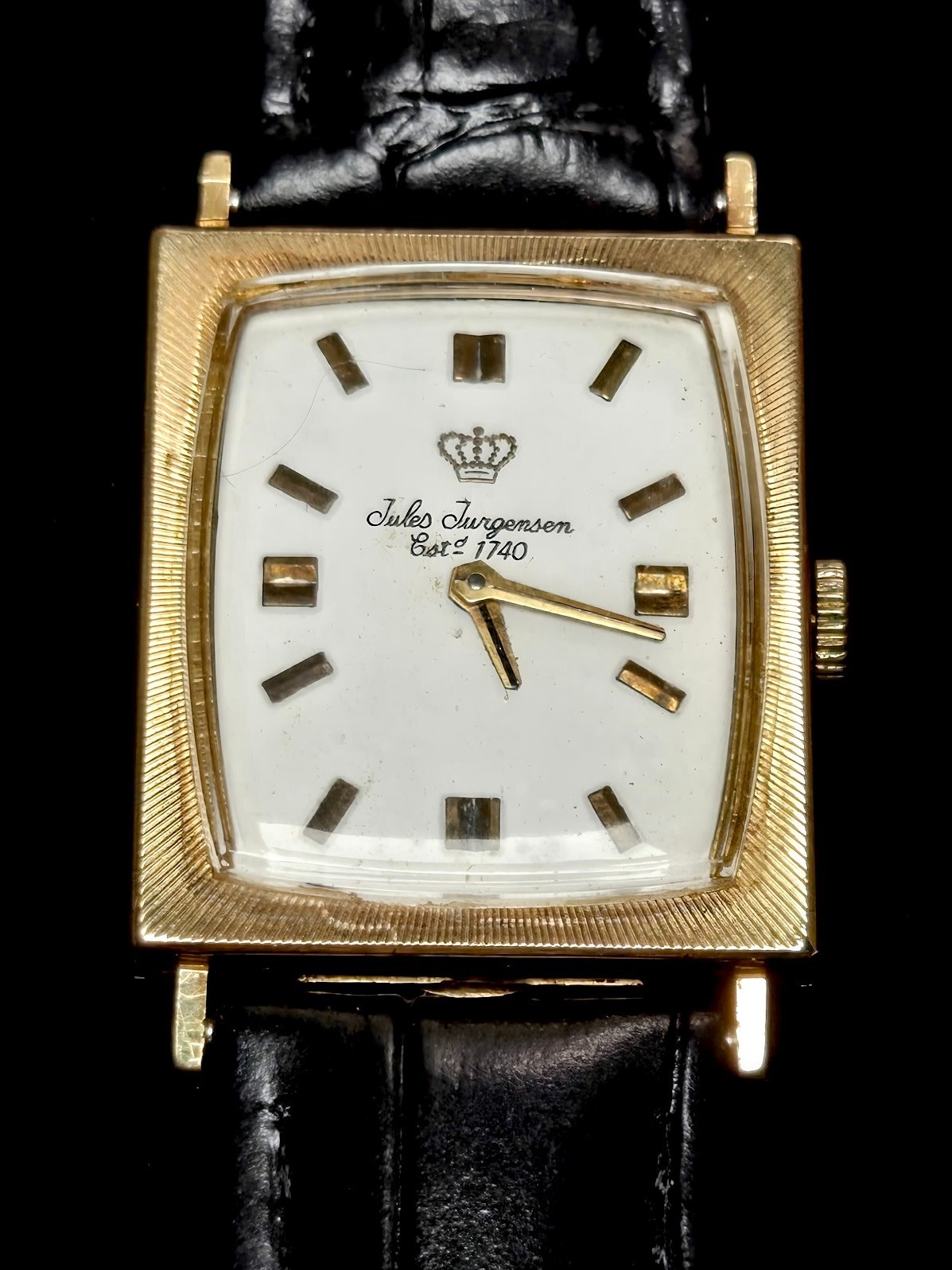 Vintage Jules Jurgensen 14k Solid Gold Watch 11.2g 22mm Runs Great Beautiful