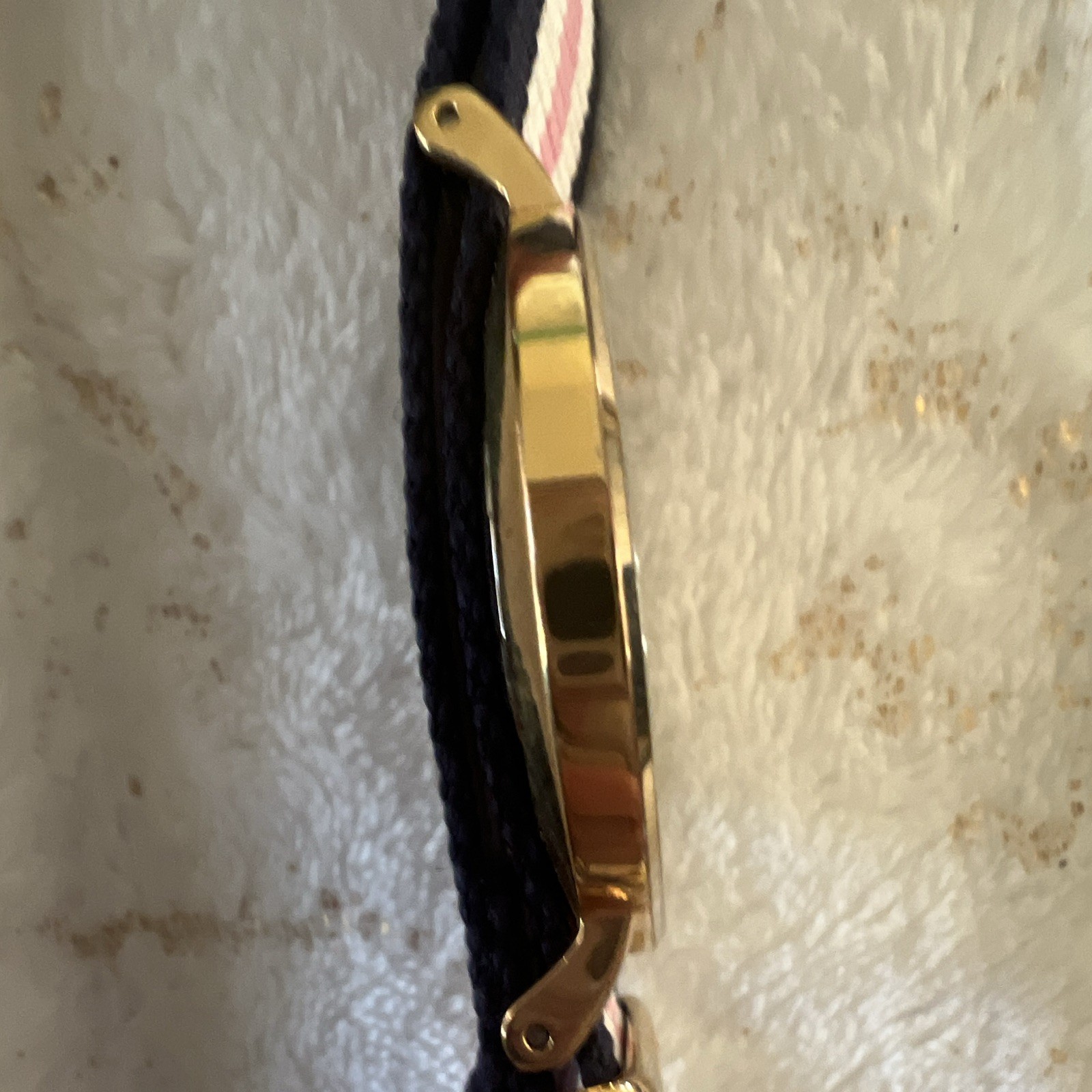 Daniel Wellington 40mm Quartz White Dial Gold SS Nylon Strap Blue/White/Pink