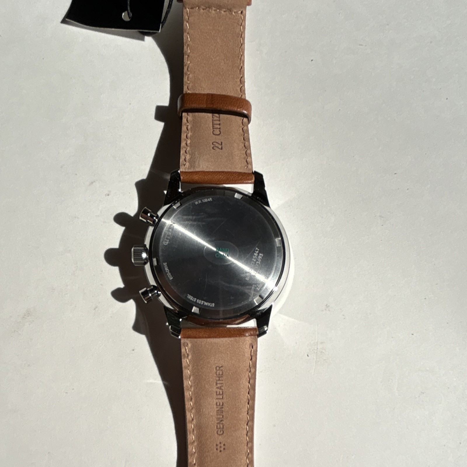 Citizen Eco-Drive Men’s Chronograph Date Cream/Black Dial Watch 43mm Leather