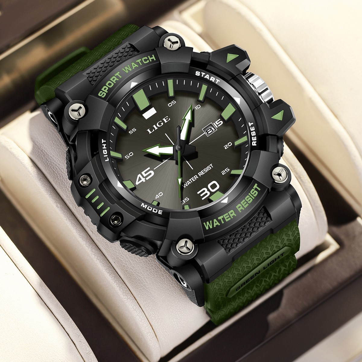 LIGE Men Watch Quartz Date Analog Luminous Waterproof Diver Sport Man Wristwatch