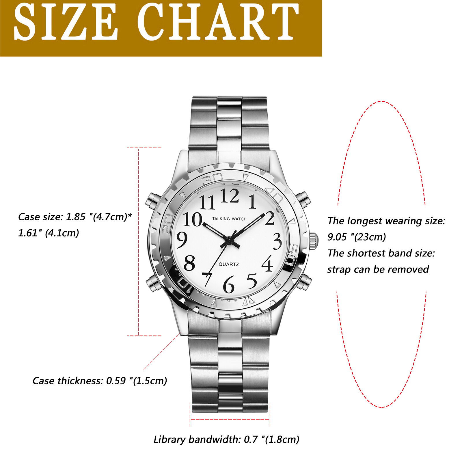 American English Talking Watch Speaks Alarm Wrist Watch for Senior Blind Person