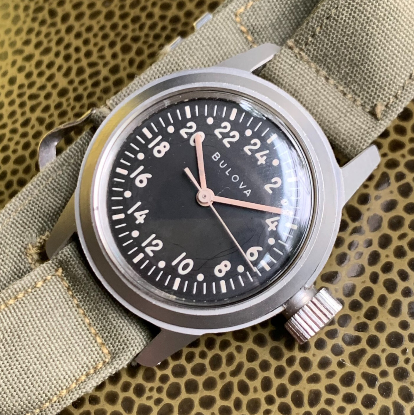 Vintage Bulova A17A Hack MIL-W-6433A True 24 Hour Military Watch – Customized