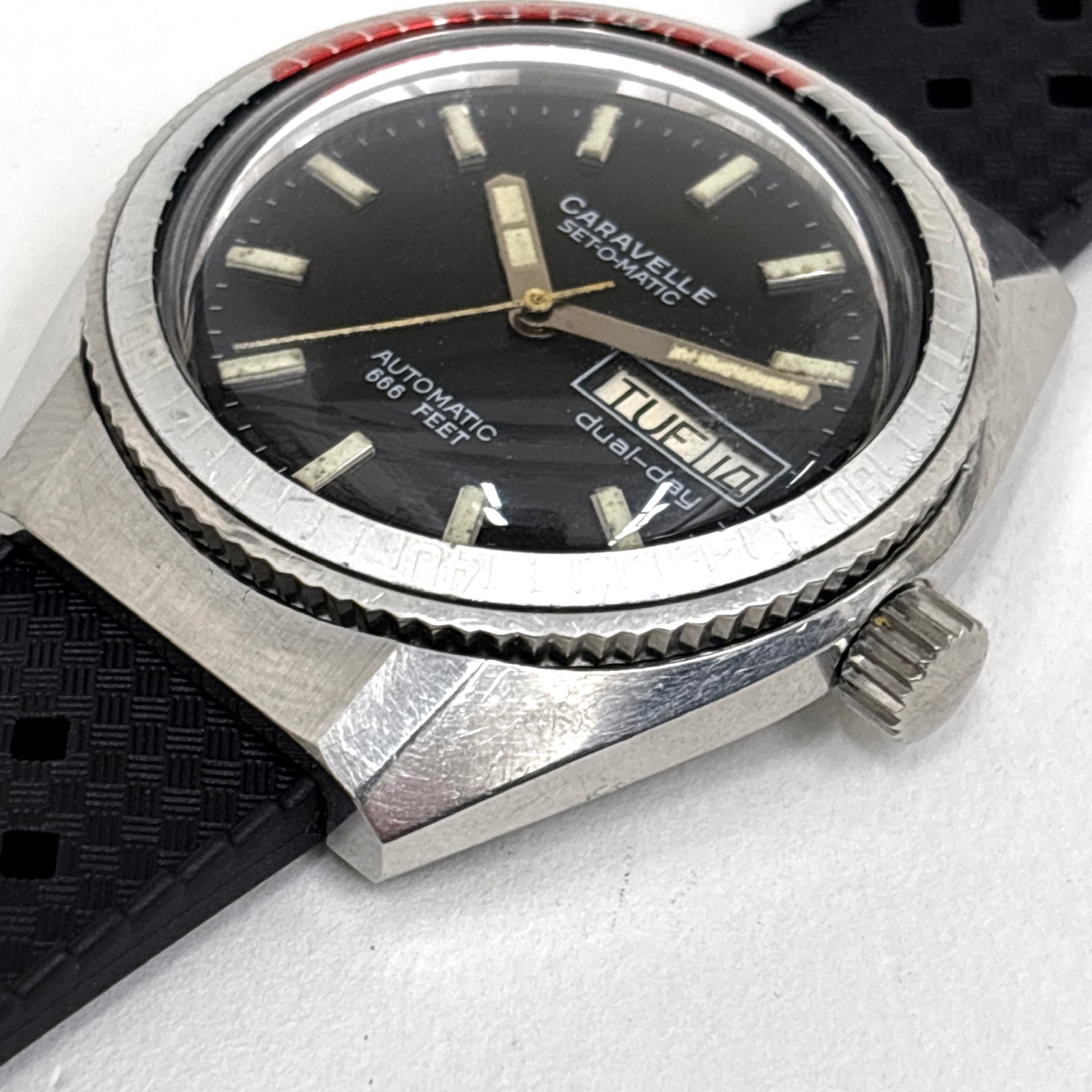 Vintage 1979 Caravelle Devil Diver Automatic 38mm Ghost Bezel 666ft West Germany
