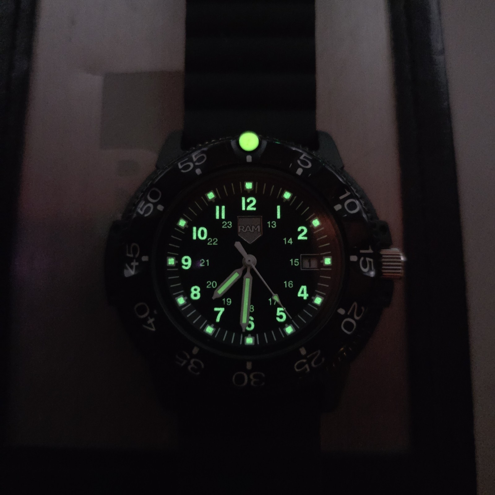 RAM Diver Quartz Watch Black Dial Date 24-Hour, 20 ATM, Unidirectional Bezel