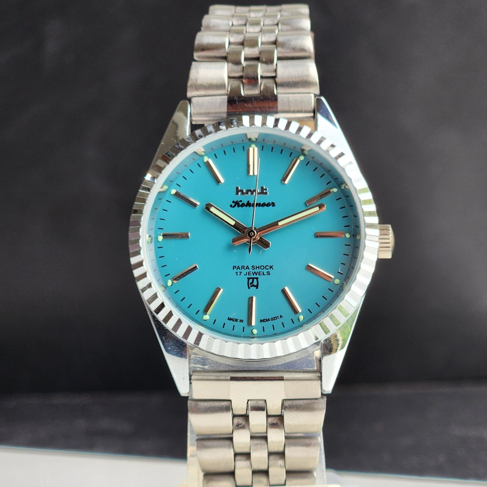 Vintage HMT Kohinoor Fluted Bezel Mechanical Hand Winding Wrist Watch A30