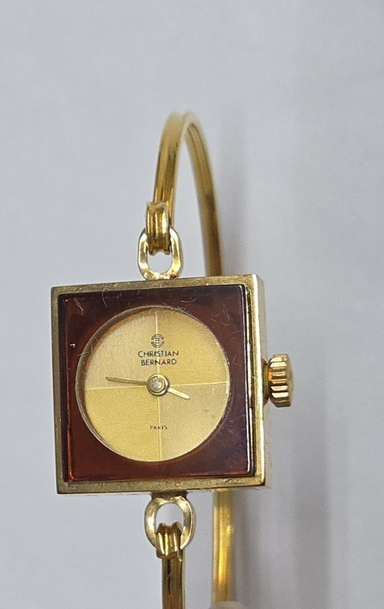 CHRISTIAN BERNARD Paris France Gold Bangle Women’s Watch Estate NEW Box