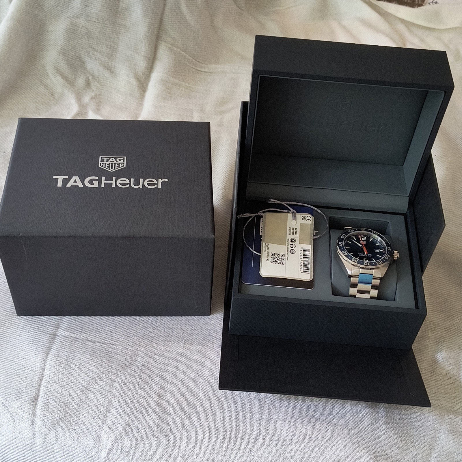 TAG Heuer Formula 1 Quartz 43mm Blue Dial SS Bracelet Date 200m Box Papers
