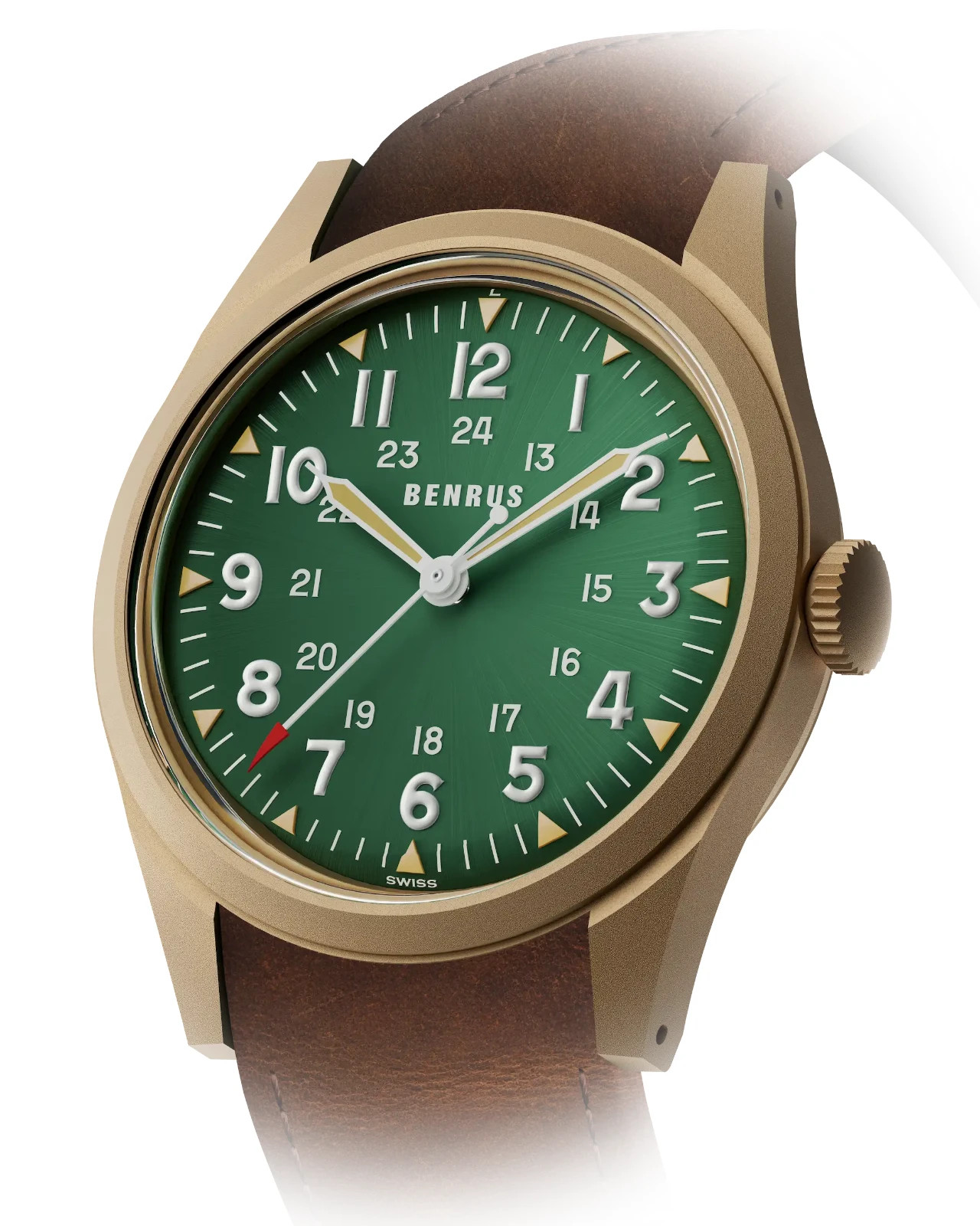BENRUS DTU UB Swiss Automatic 38mm Bronze PVD Field Watch DTU-BR-G-038-03