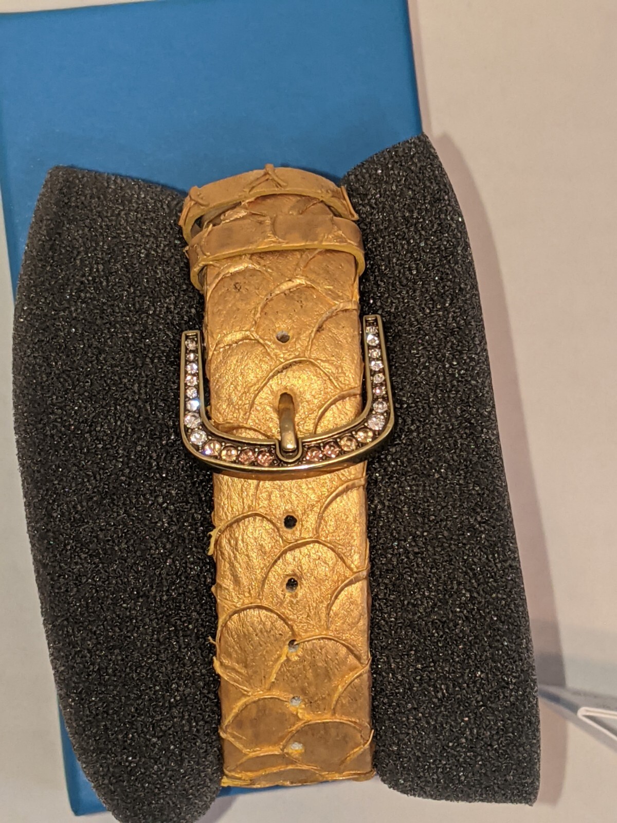 HEIDI DAUS “Gone Fishing” Crystal Covered-Dial Leather Strap Watch ~ Sand Color