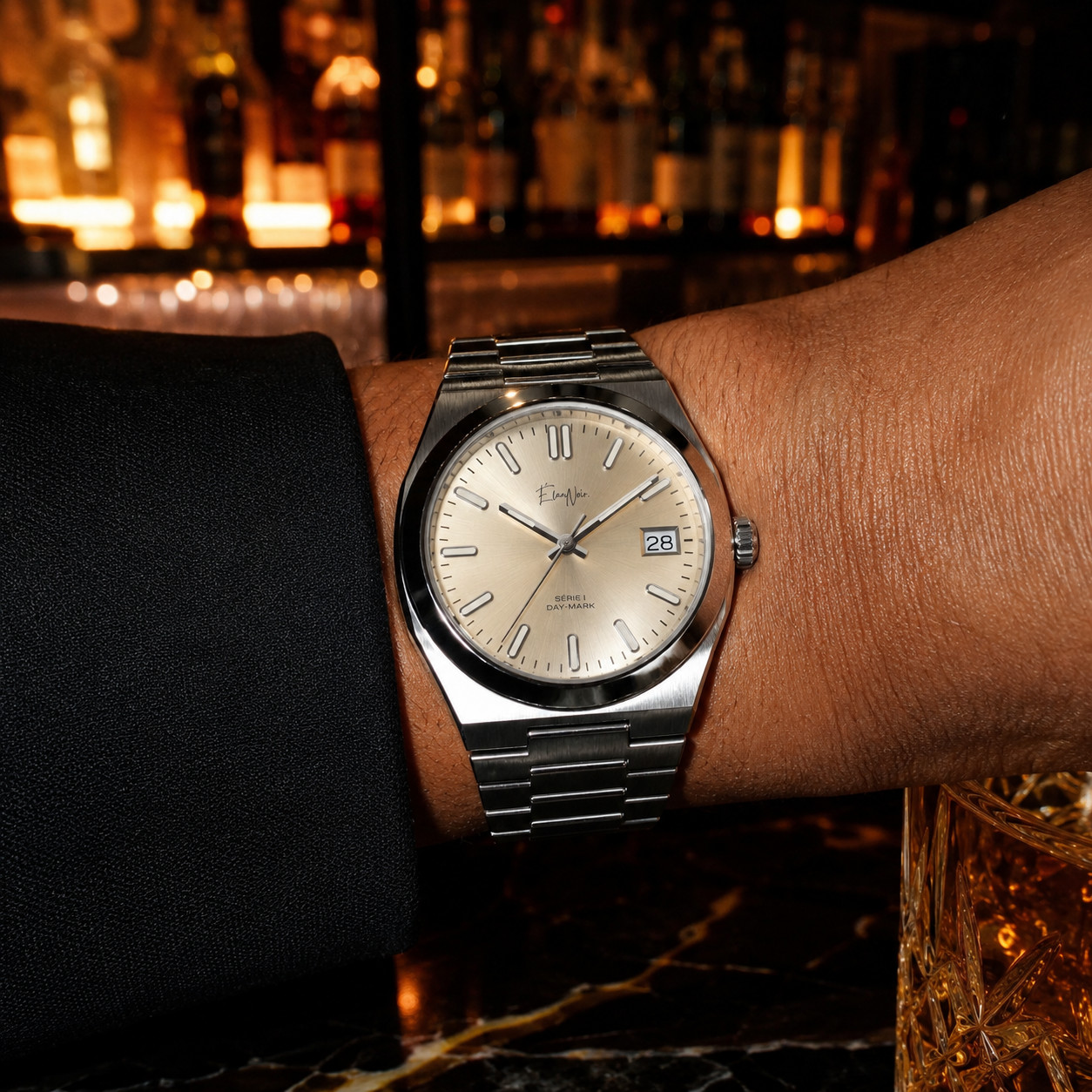 Élan Noir Série I Men’s Automatic Watch 39mm Champagne Dial Steel NH35 Custom