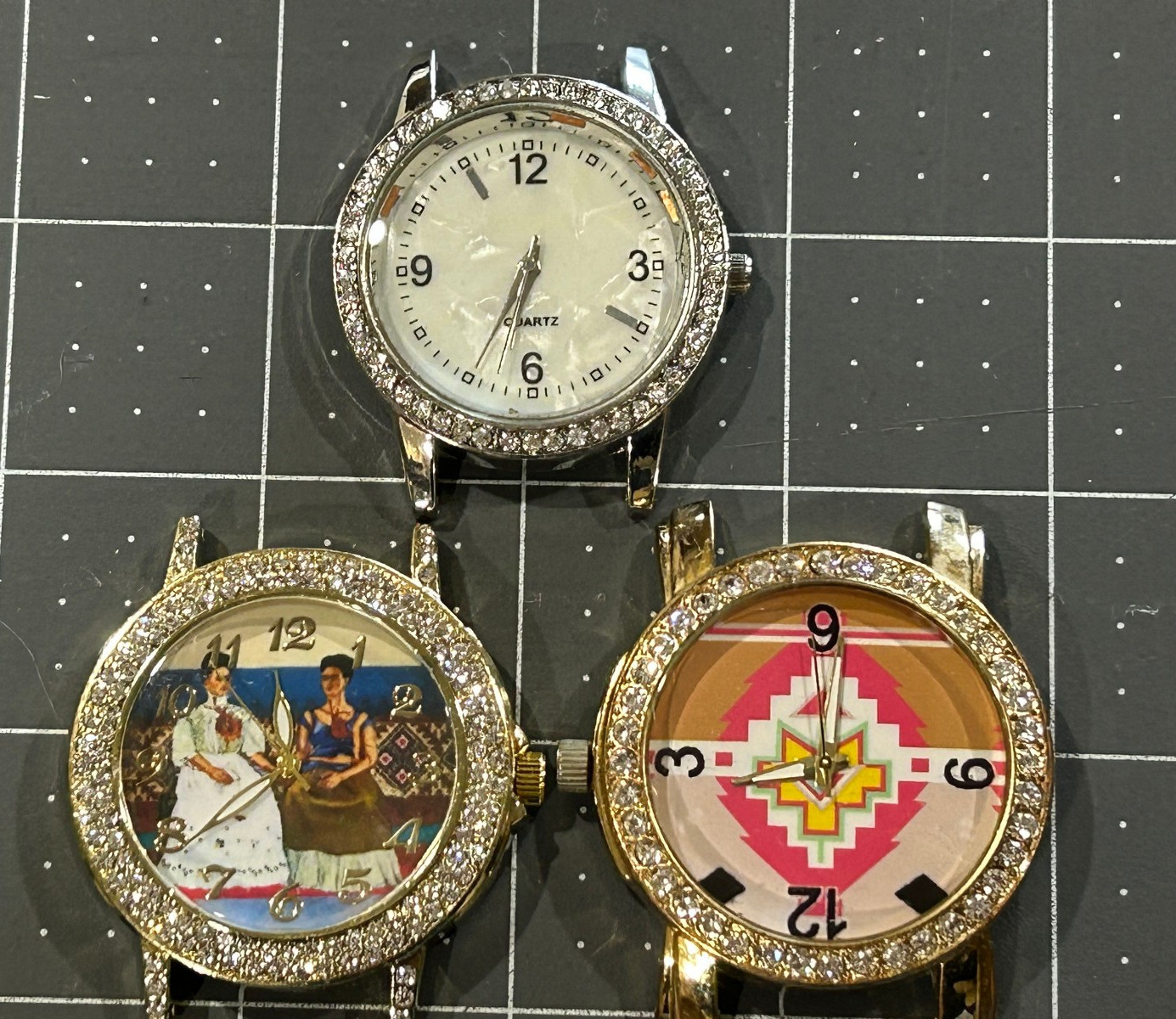 Lot of 3 Geneva Jewelled Analog Watches Untested New Old Stock with no bands CH3