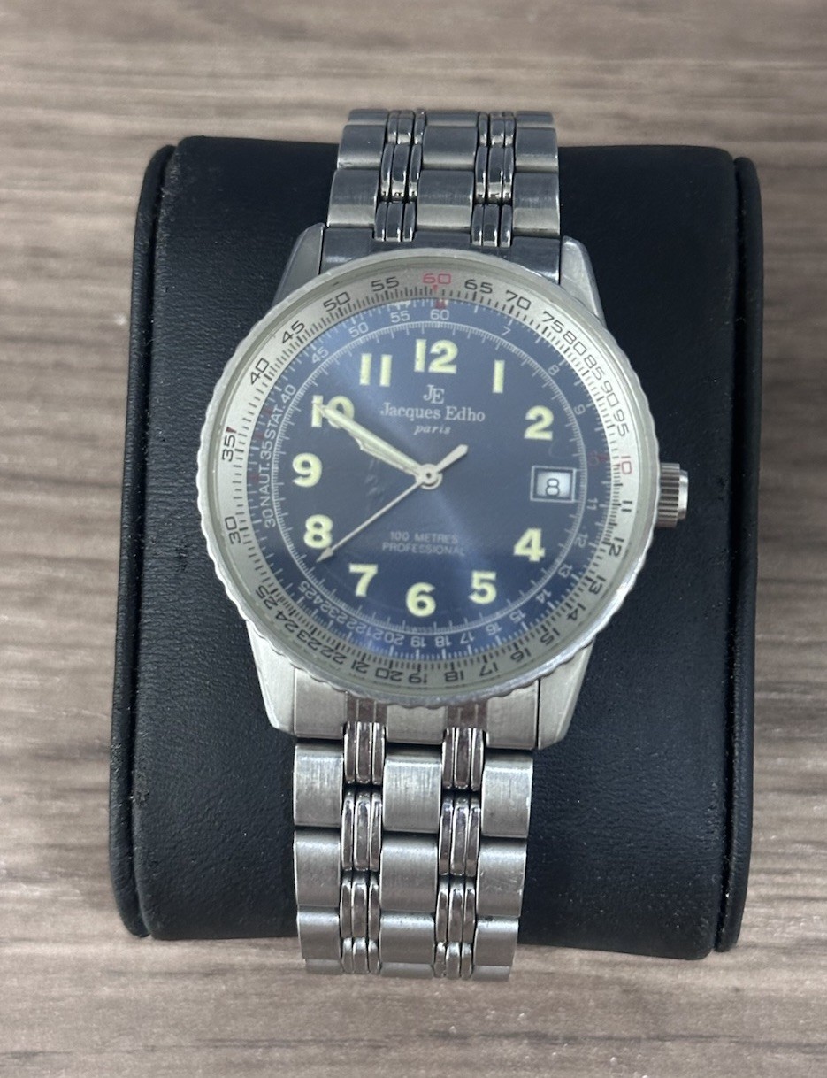 Jacques Edho Paris Blue Dial 100M Stainless Steel Quartz Men’s Watch Date