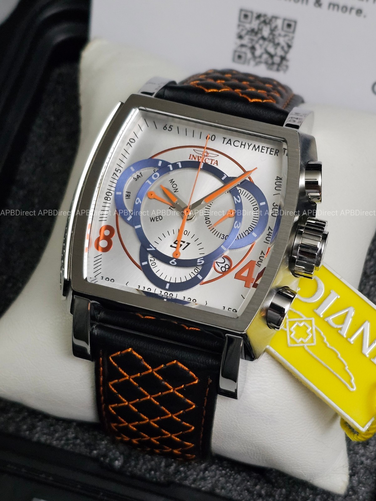 Invicta – S1 Rally – Swiss Z60 Chronograph – Black Orange Leather – Mens Watch