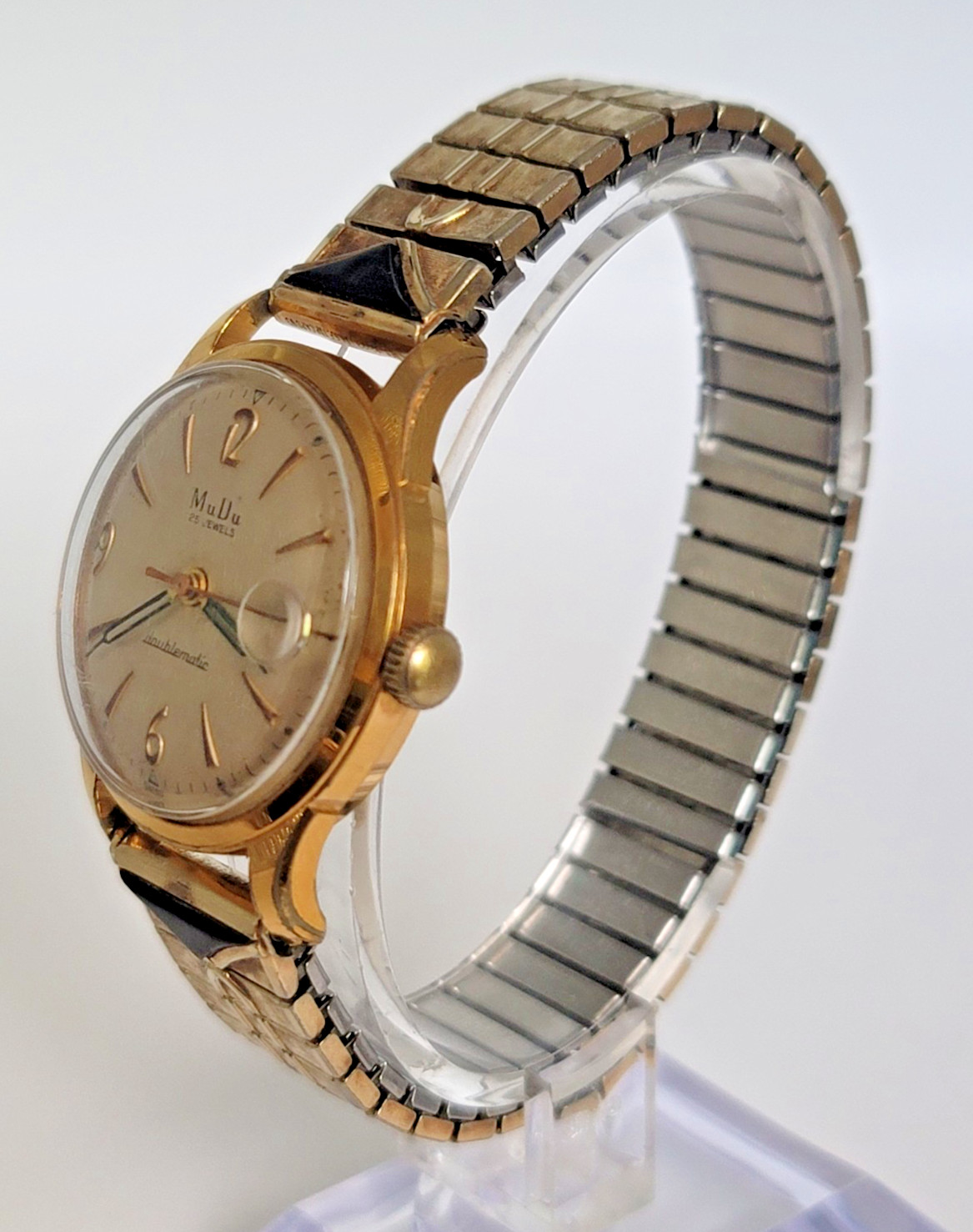 Vintage MuDu Doublematic 25 Jewel Automatic Felsa 692 Swiss Watch GF RUNS – SB19