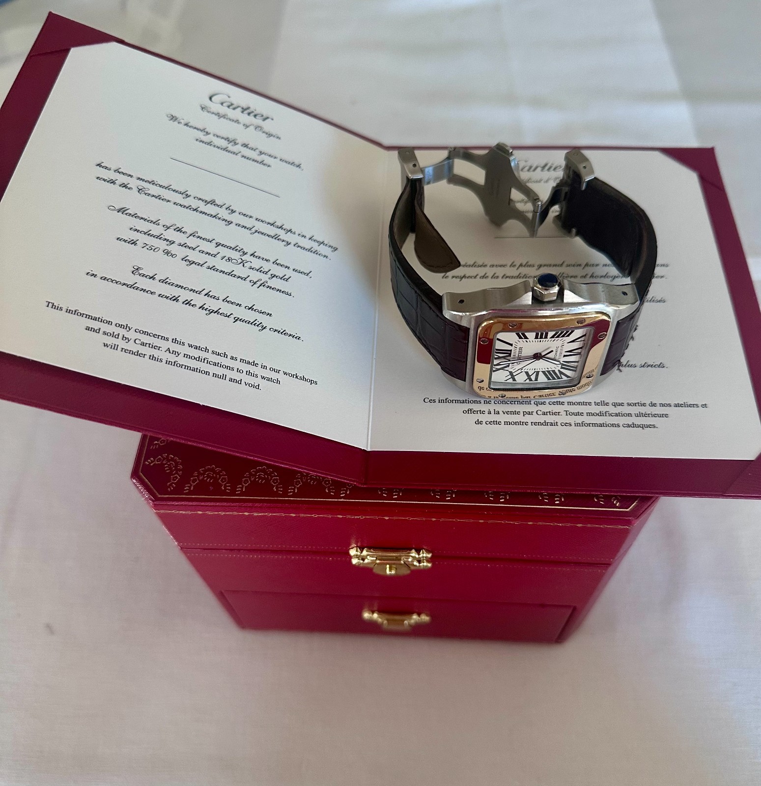 Cartier Santos 100 2656 W20072X7 18k Gold Stainless Steel 38MM Men’s w/box