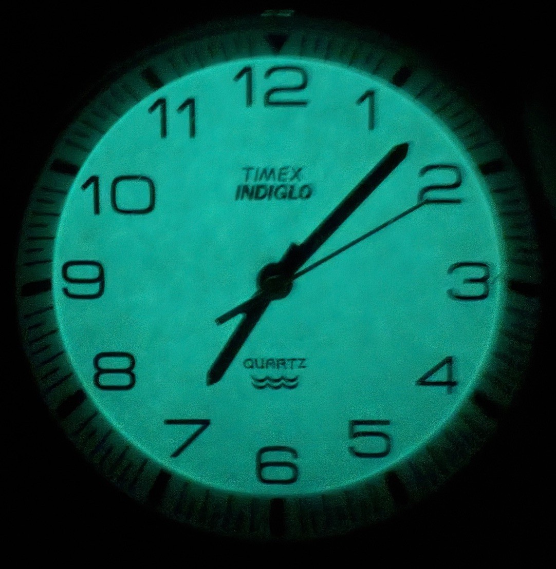 Timex Indiglo Quartz Analog White Dial 34mm Black Plastic Strap Water Resist
