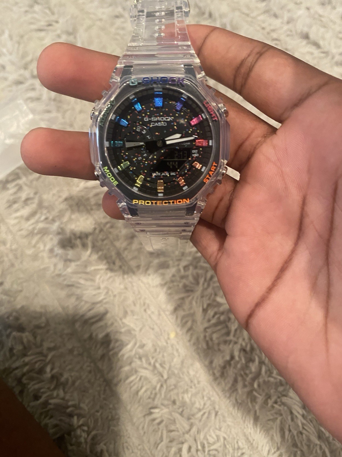 Casio G-SHOCK GA-2100S Analog-Digital Clear Resin Watch Alarm 200m 45mm