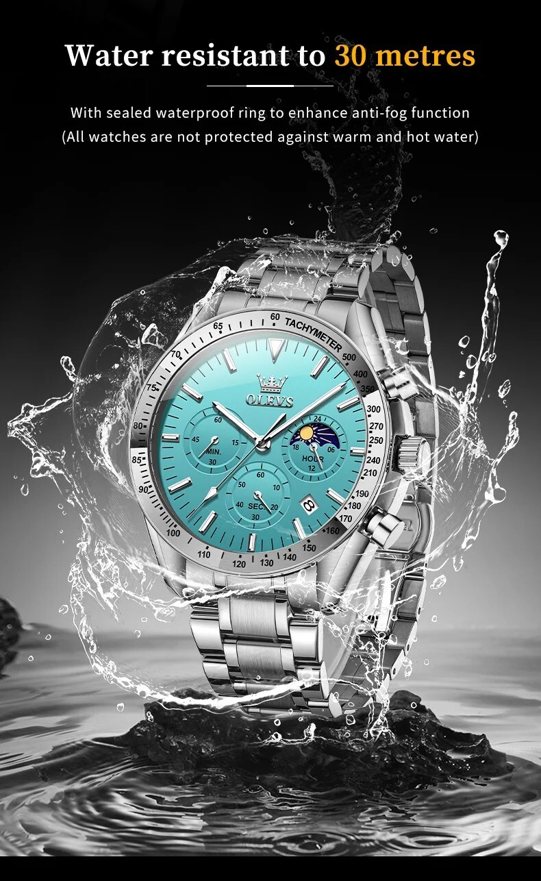 Waterproof Quartz Watch Men’s OLEVS Luminous Luxury Business Date Men Strap