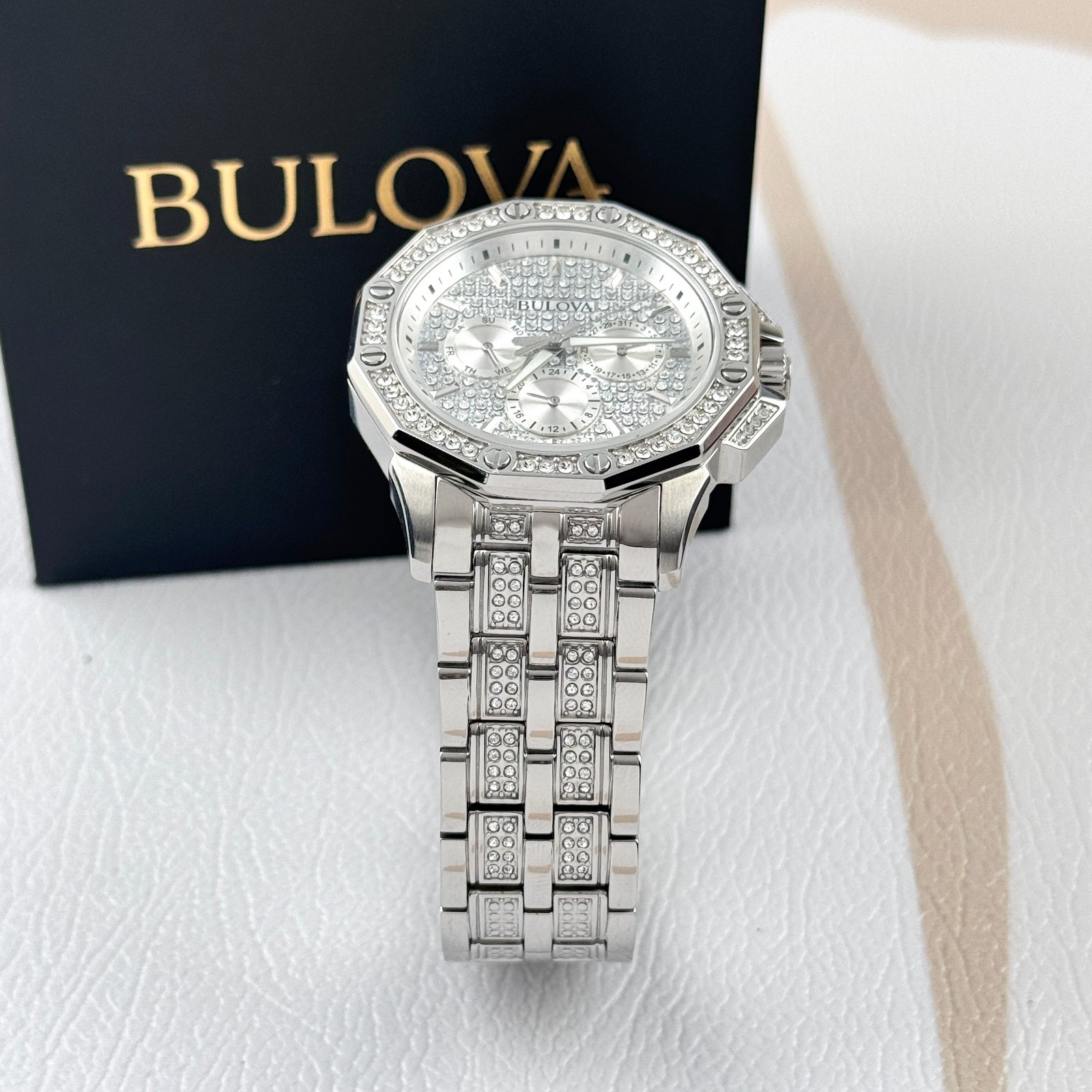 Bulova Men’s Octava Crystal Silver Stainless Steel Chronograph Watch 96C134
