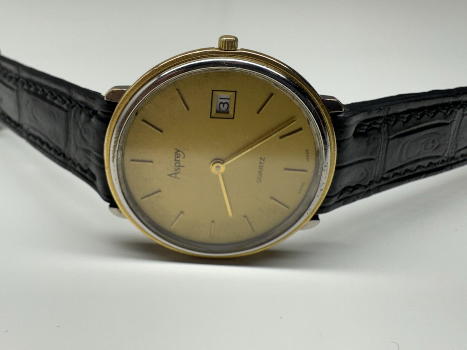 asprey london 6 jewels quartz beautiful slick vintage swiss made wristwatch