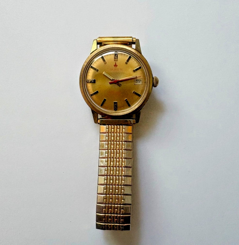 Vintage Buren Automatic 25 Jewel Date 34mm Swiss Original Dial Runs