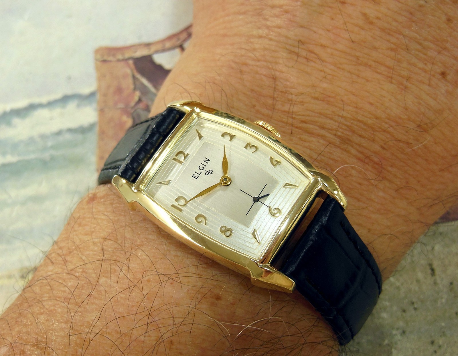 1950’s Vintage ELGIN Fancy Case, Stunning SILVER Dial, Serviced