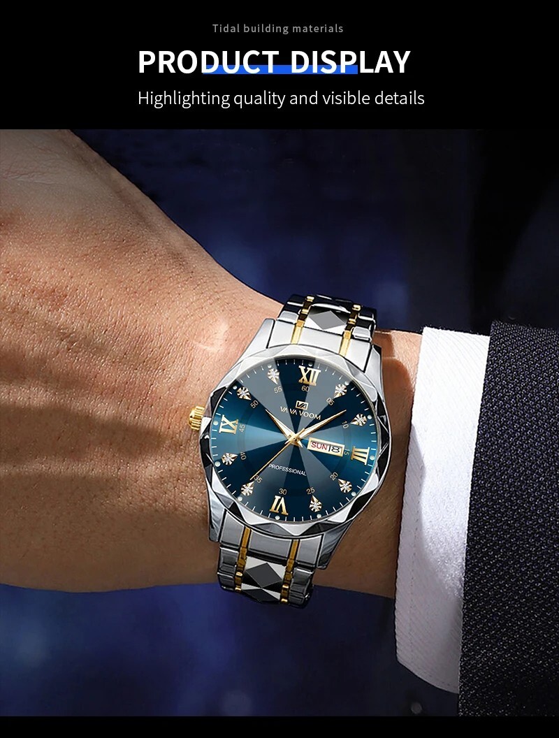 Men’s Watch Relojes De Hombre Stainless Steel Quartz Luminous Classic Watches