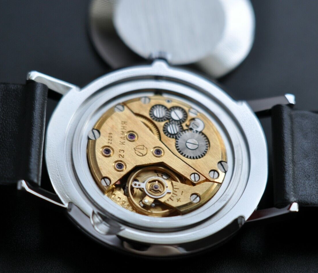 New Vintage Jacket Watch Poljot De LUXE Extra SLIM 1970s Case Stainless Very RAR