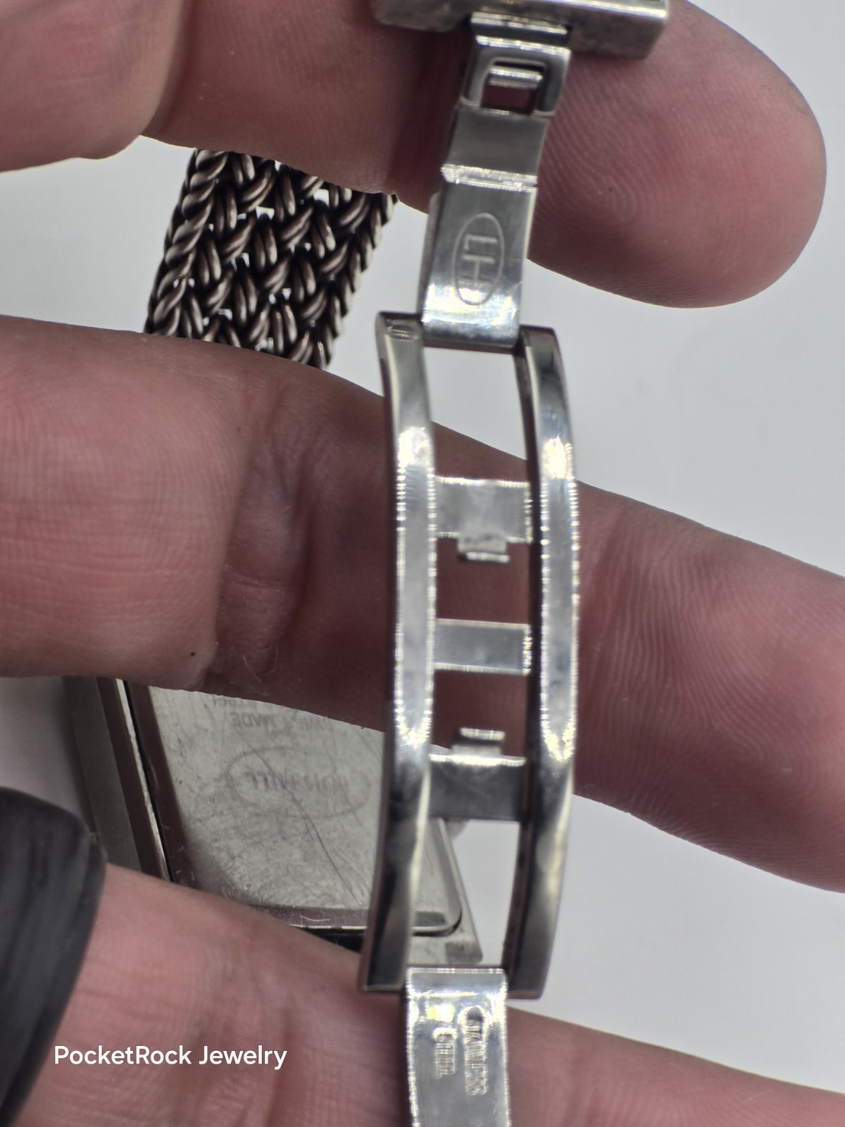 Lois Hill Women’s Swiss Made Quartz Rectangle Silver Dial 925 SILVER Bracelet
