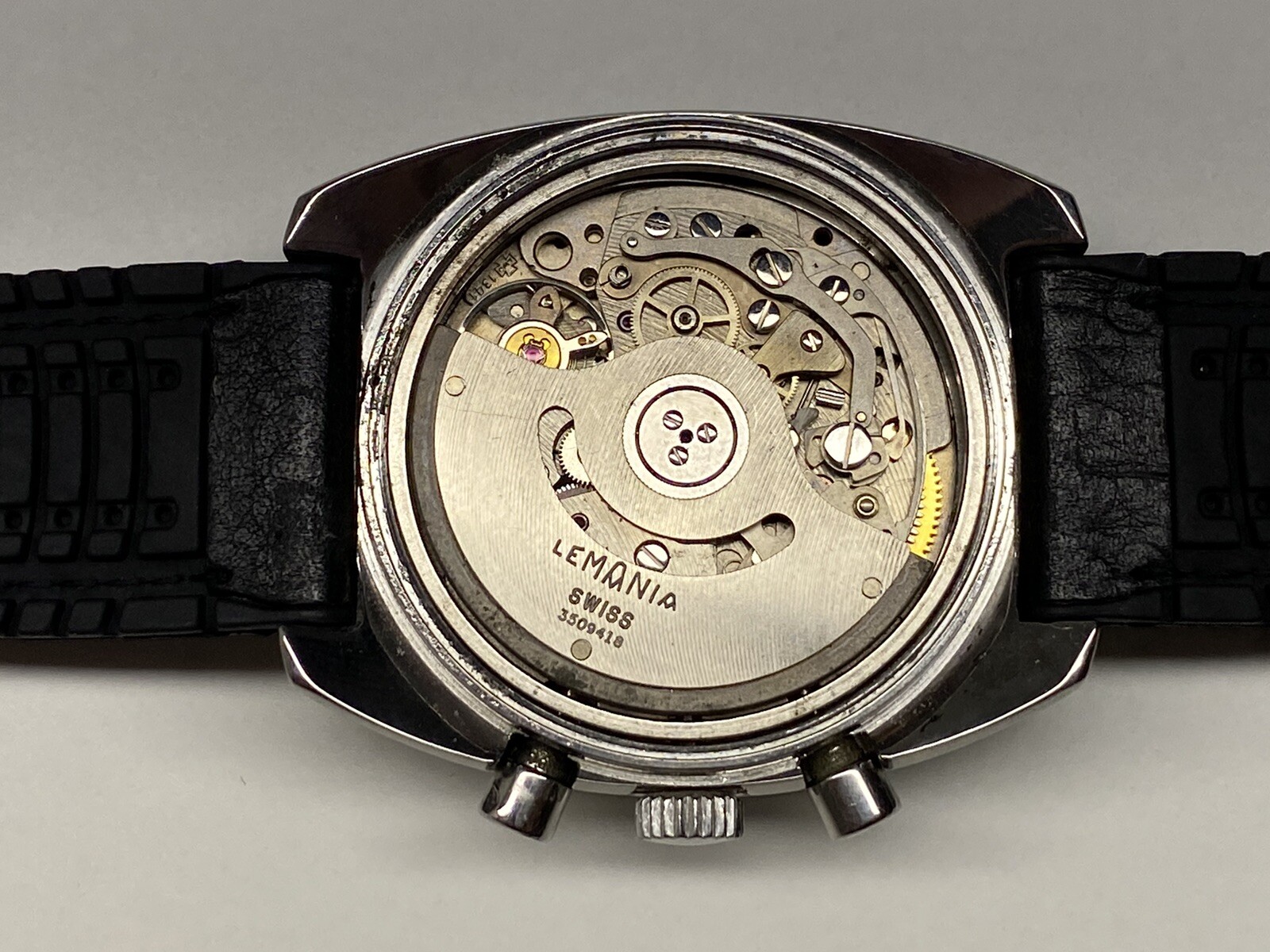 rare vintage lemania semco chronograph automatic date swiss made wristwatch