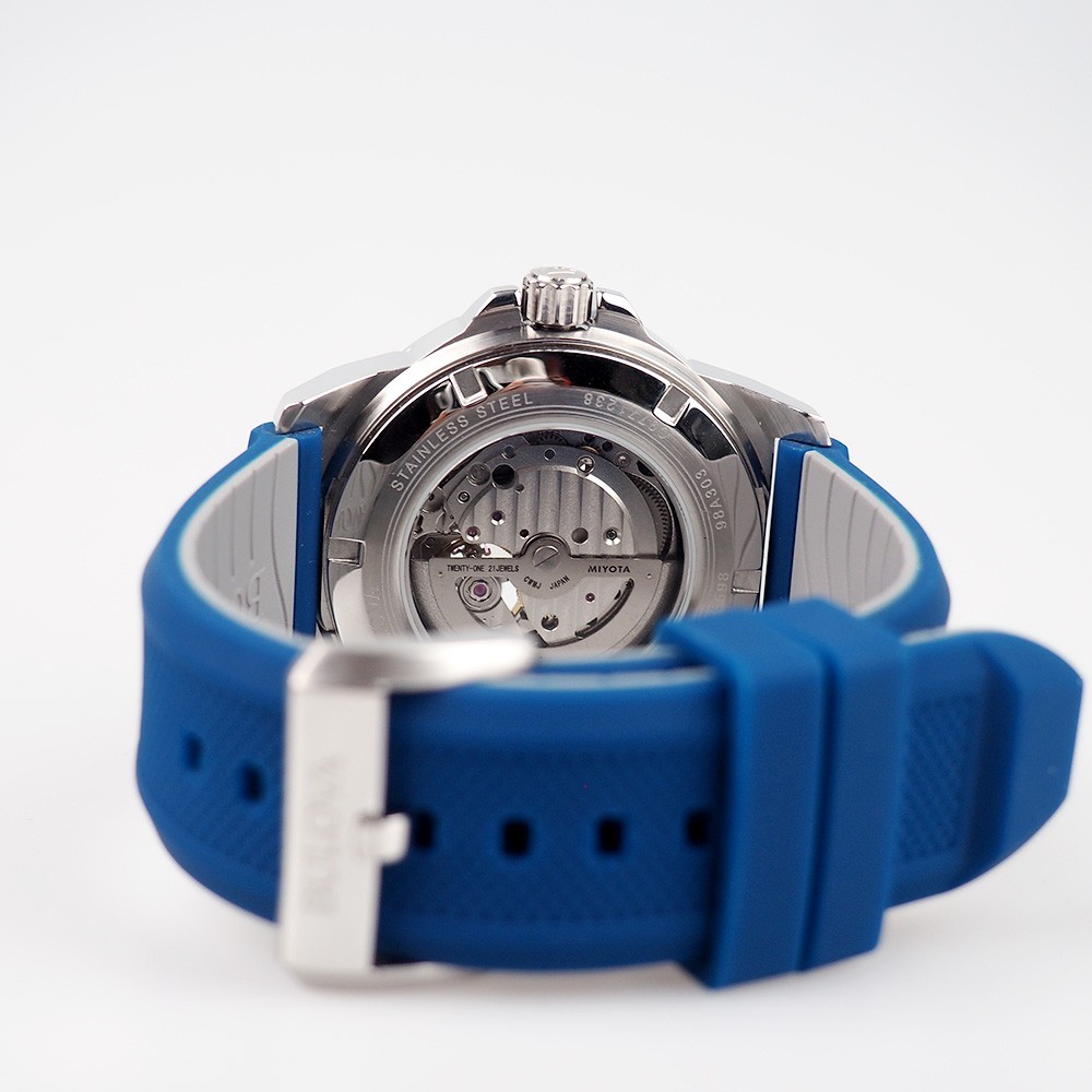 Bulova Marine Star Automatic Watch 98A303 Blue Dial Rubber Strap Men’s Watch